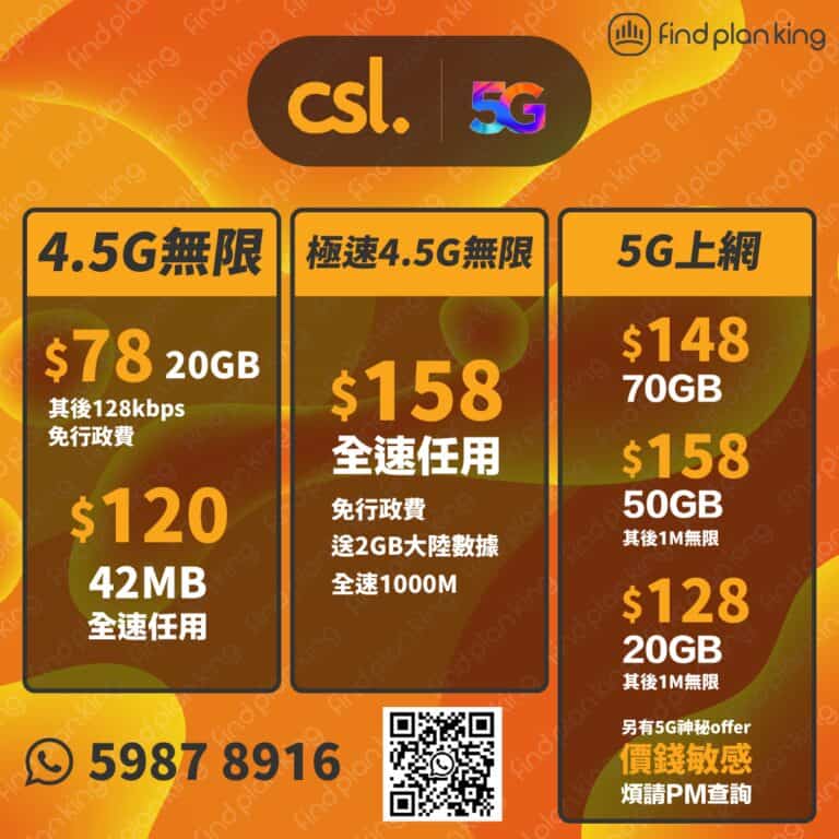 CSL🔥勁爆轉台優惠$158實收4.5G全速真無限任用！